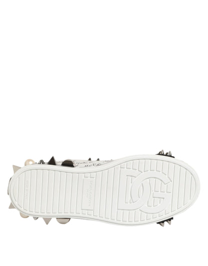 Black White Studded Low Top Sneakers Shoes