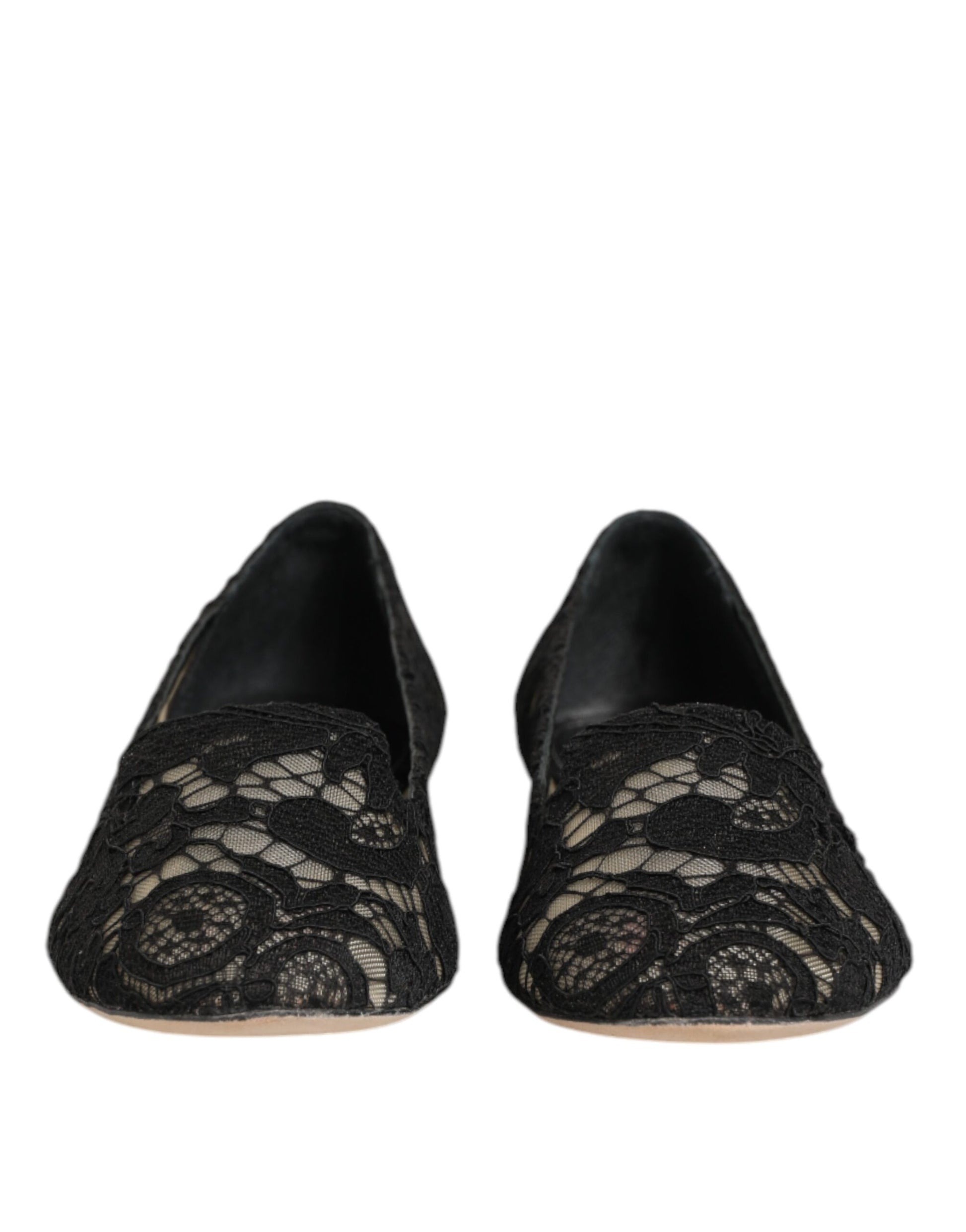 Taormina Negro Cordón Slip On Flats Zapatos