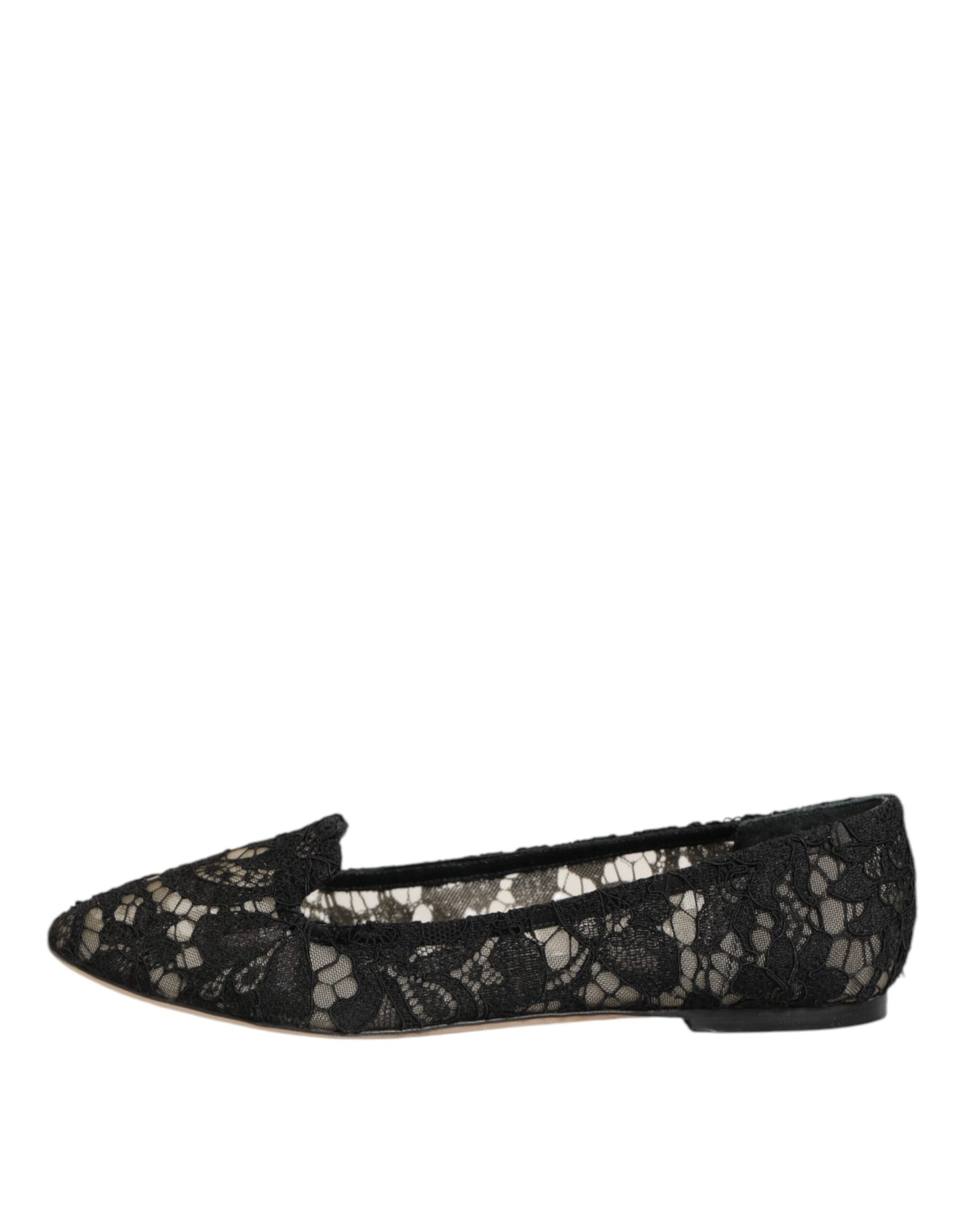 Taormina Negro Cordón Slip On Flats Zapatos