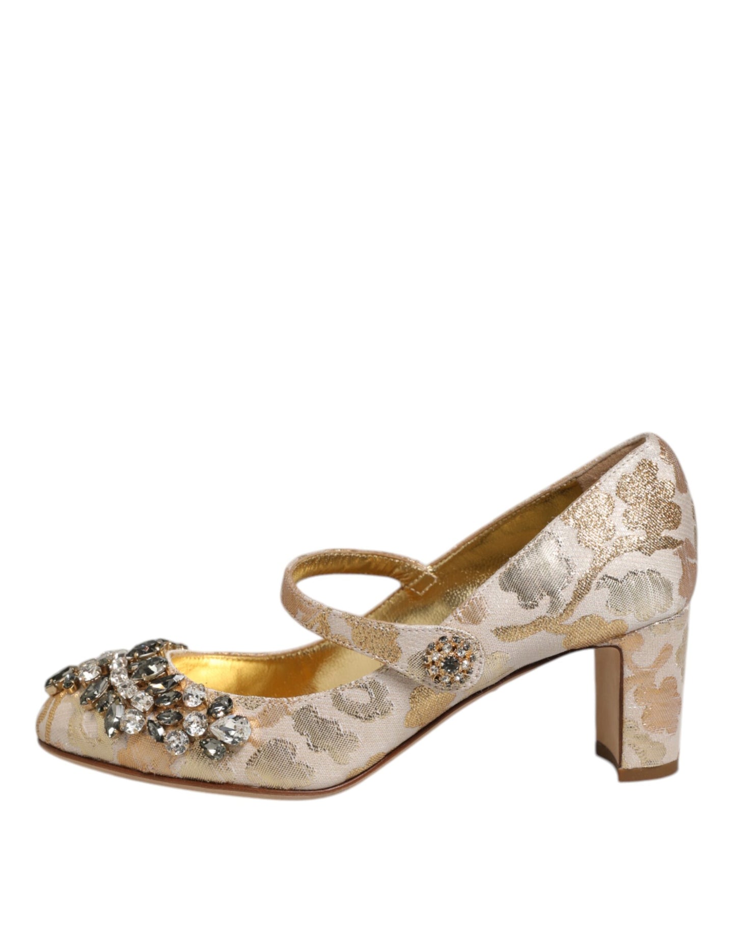 Oro Jacquard Crystal Mary Janes Zapatos Bombas