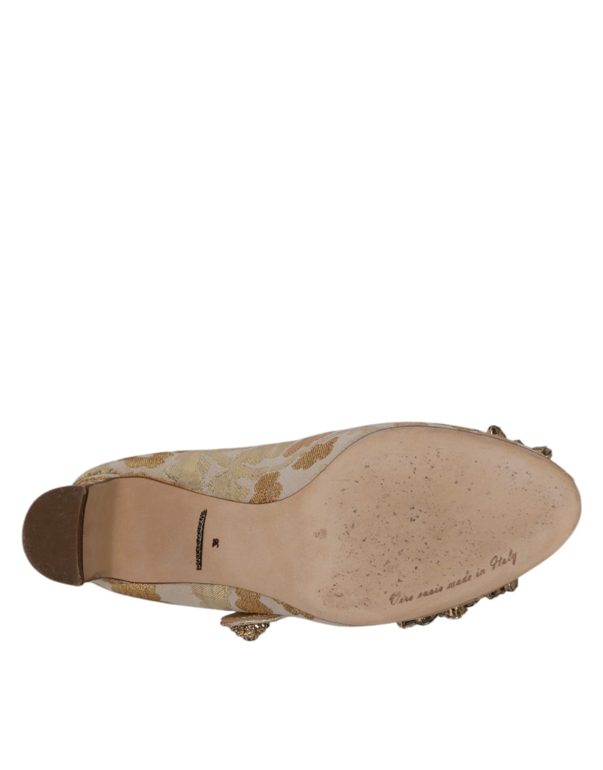 Oro Jacquard Crystal Mary Janes Zapatos Bombas