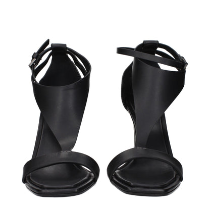 Black Leather Stiletto Heels Sandals