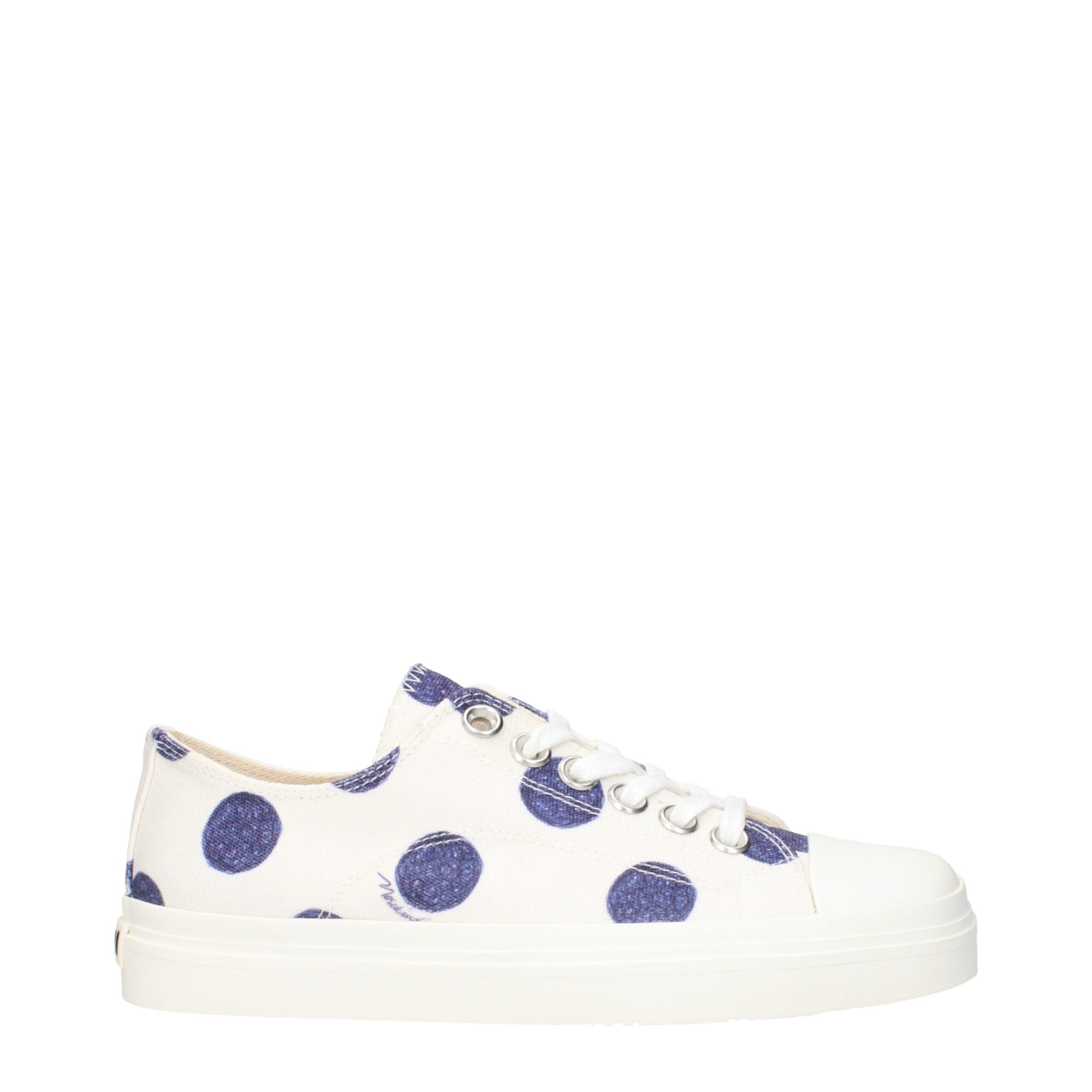 White Fabric Low Tops
