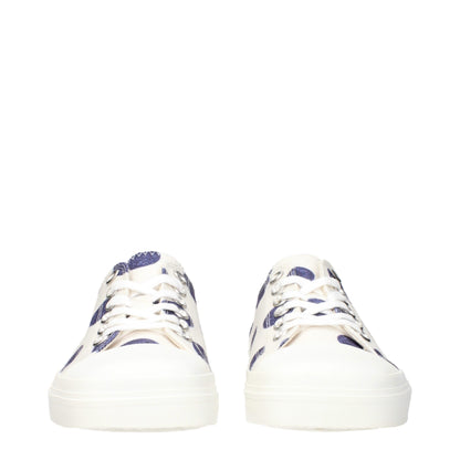 White Fabric Low Tops