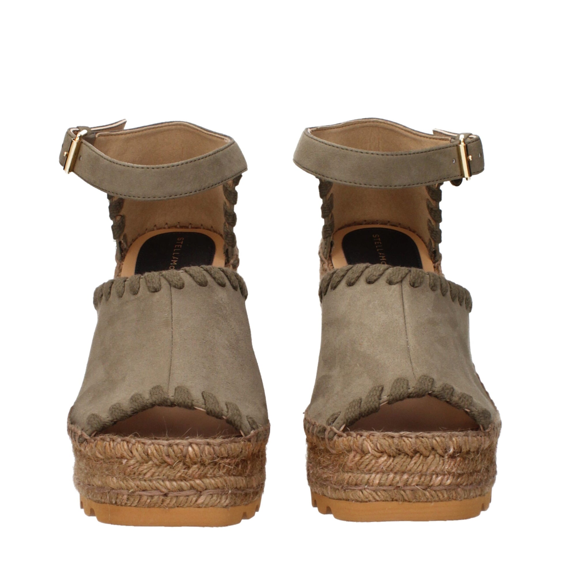 Green Leather Wedges Sandals