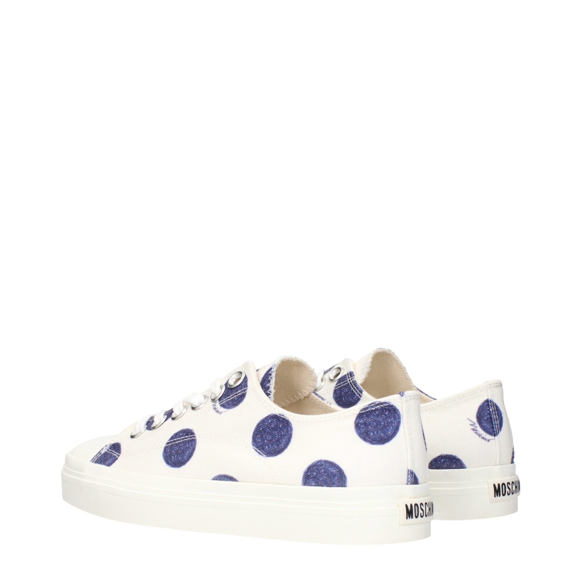 White Fabric Low Tops