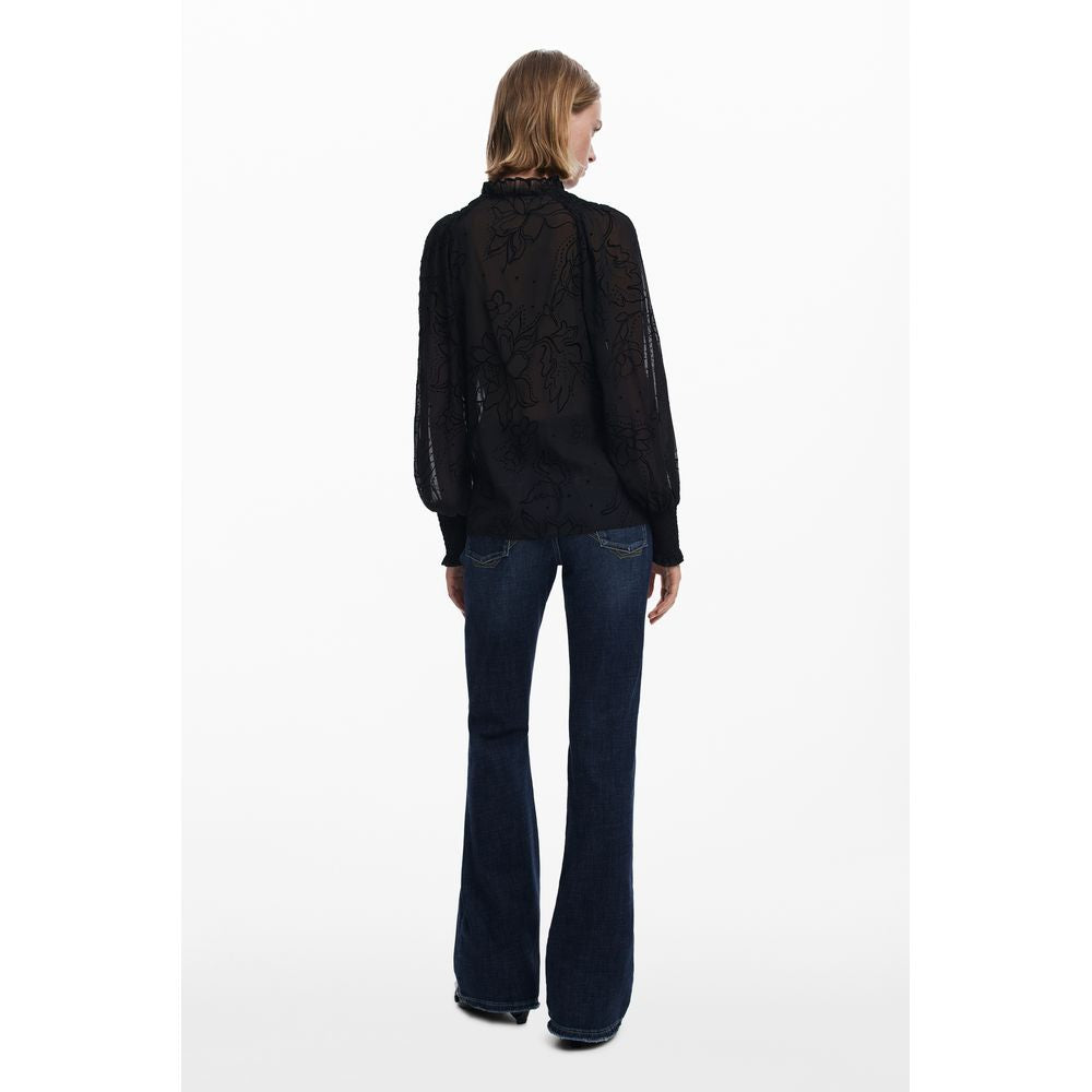 Black Polyester Women Blouse