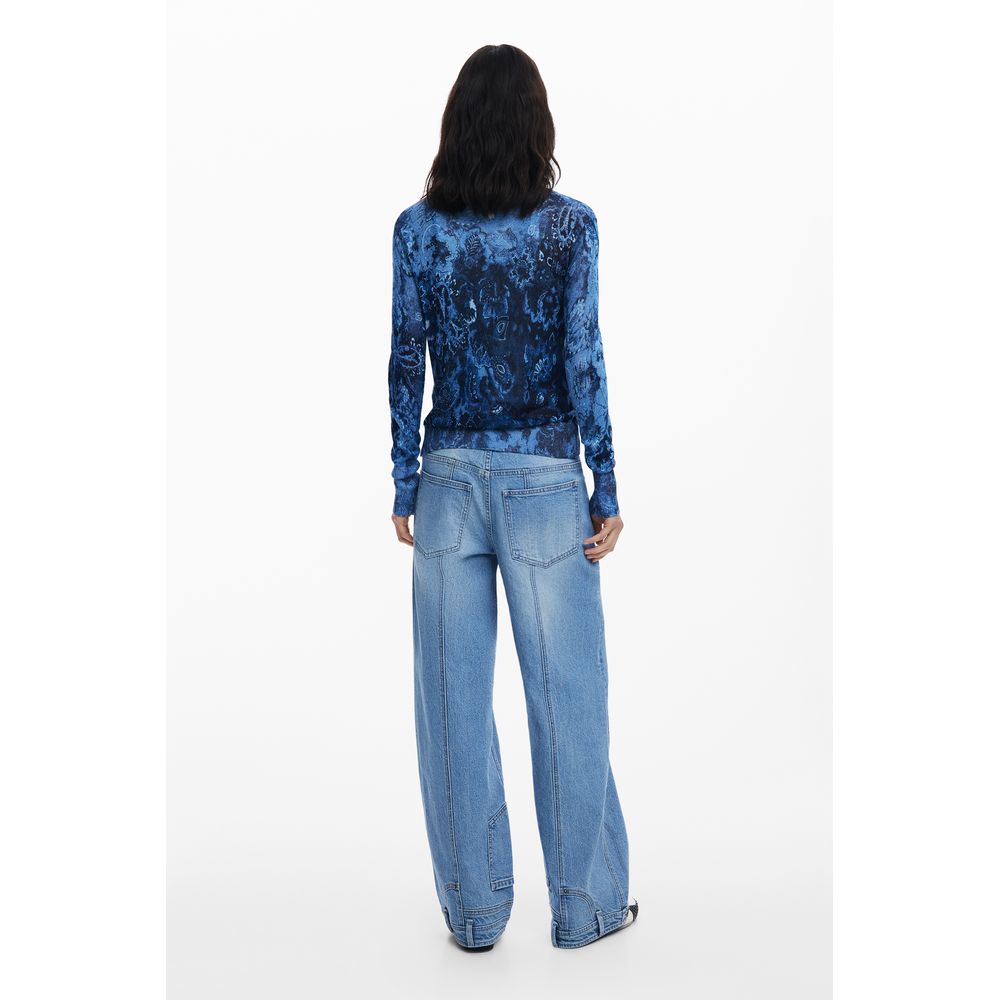 Blue Viscose Women Sweater
