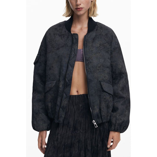 Black Polyester Women Jacket