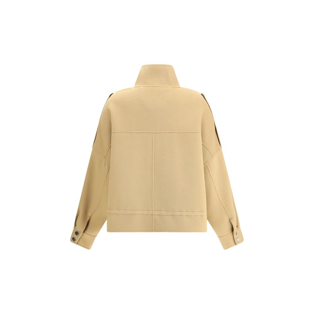Double Wool-blend fabric Caban with high collar