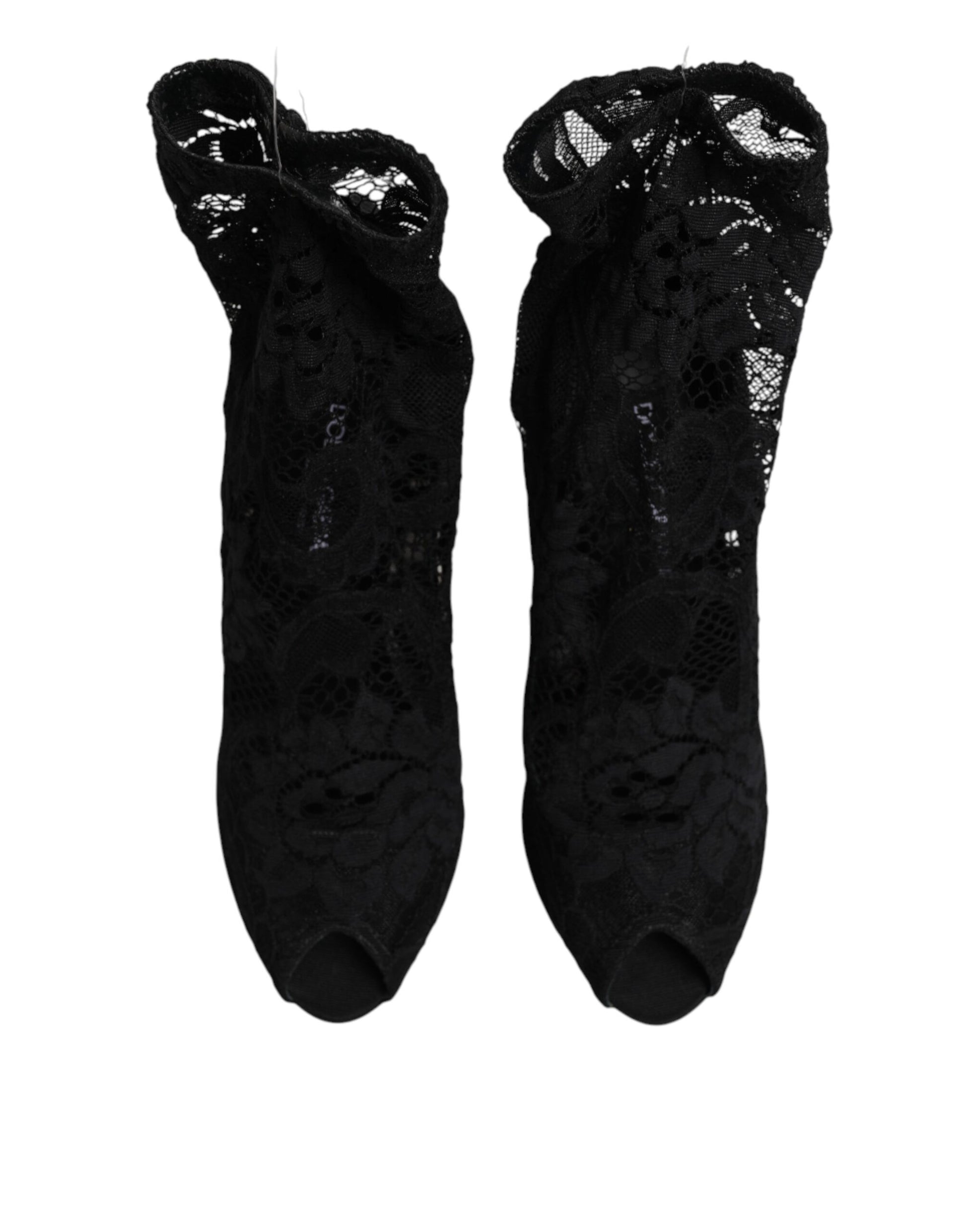 Black Stretch Taormina Lace Boots Shoes