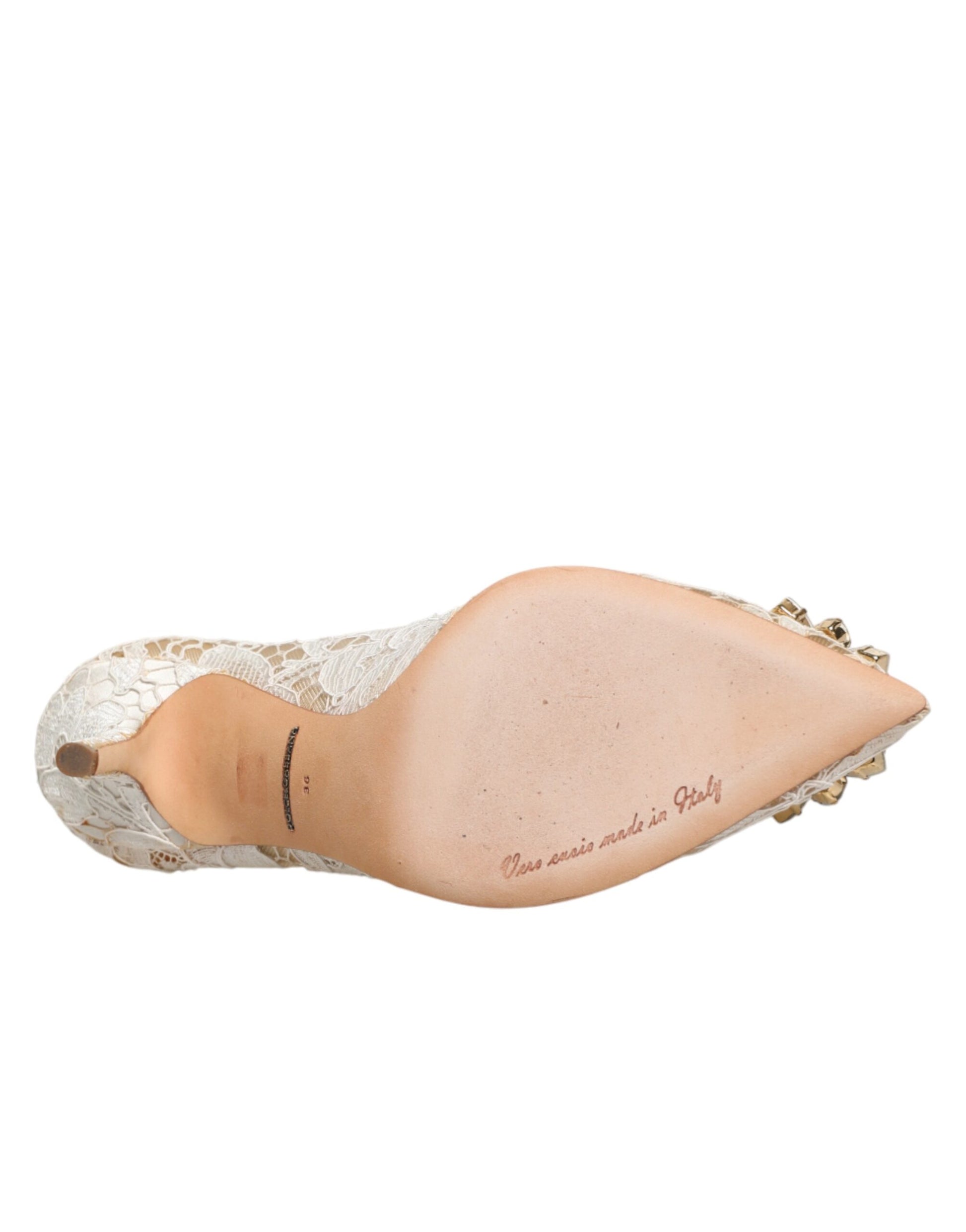 Zapatos de tacón de encaje de cristal Taormina blanco