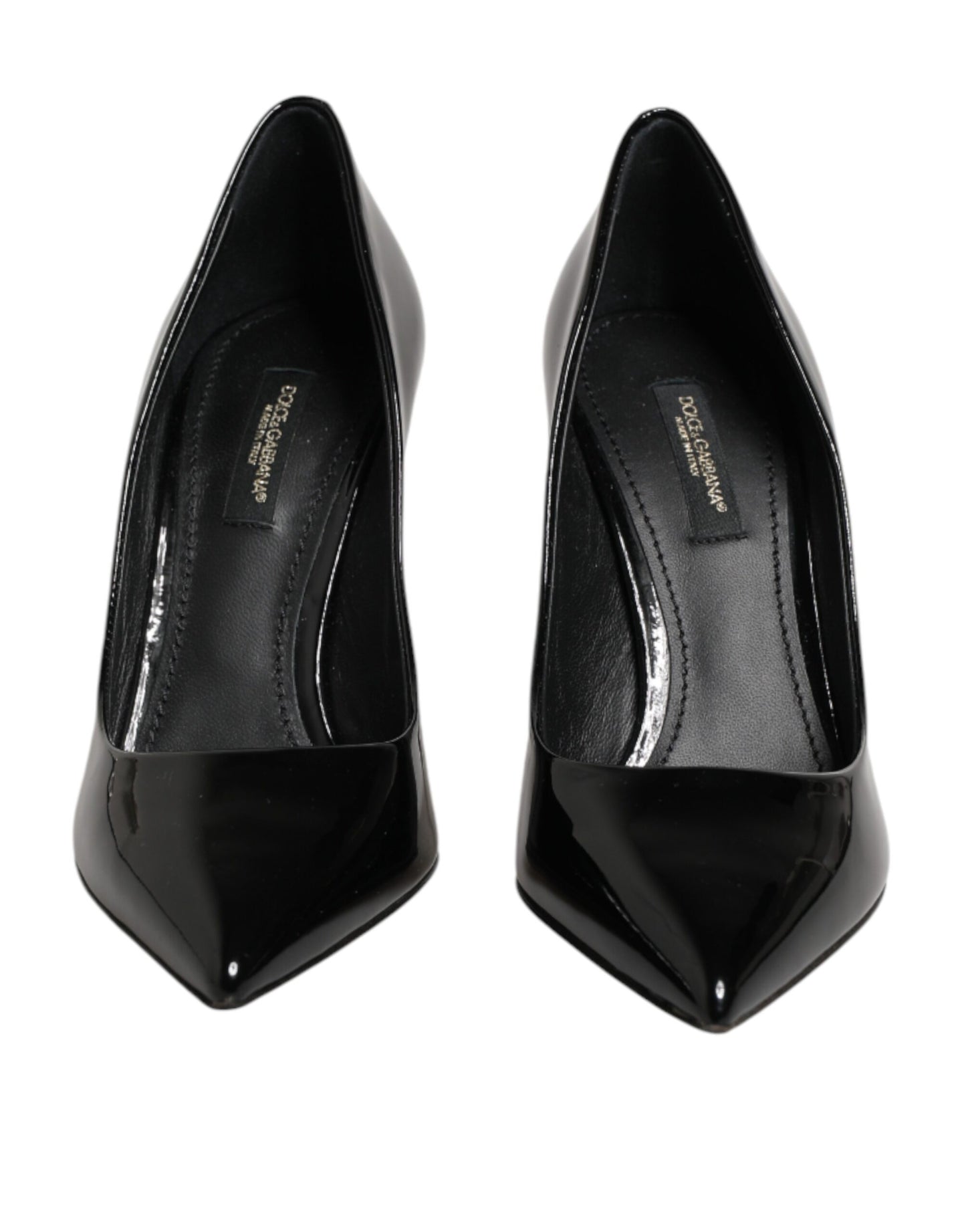 Black Leather Stiletto Heels Pumps Shoes