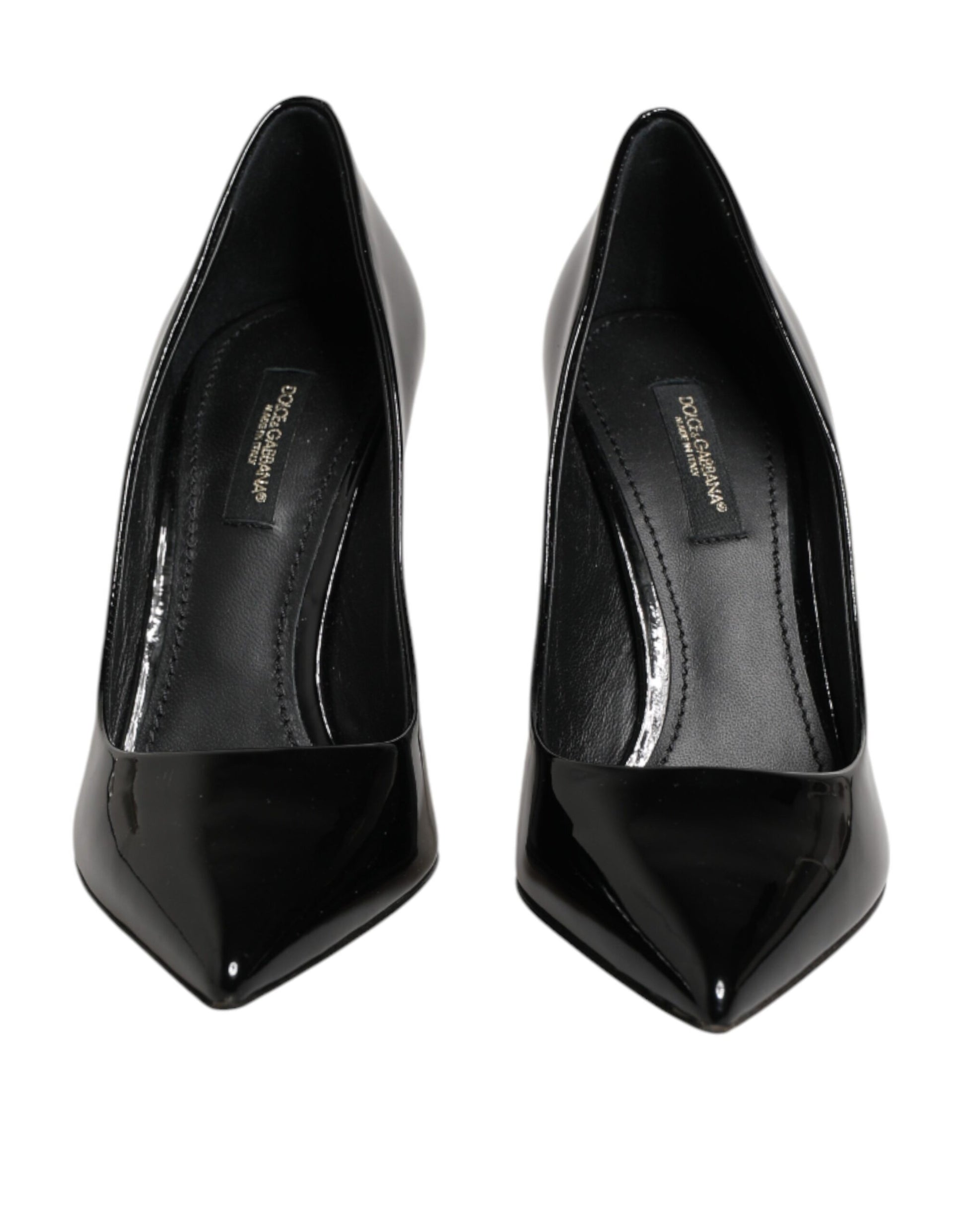 Black Leather Stiletto Heels Pumps Shoes