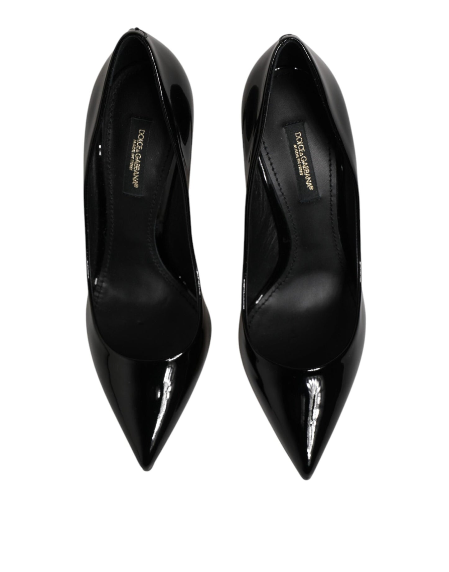 Black Leather Stiletto Heels Pumps Shoes