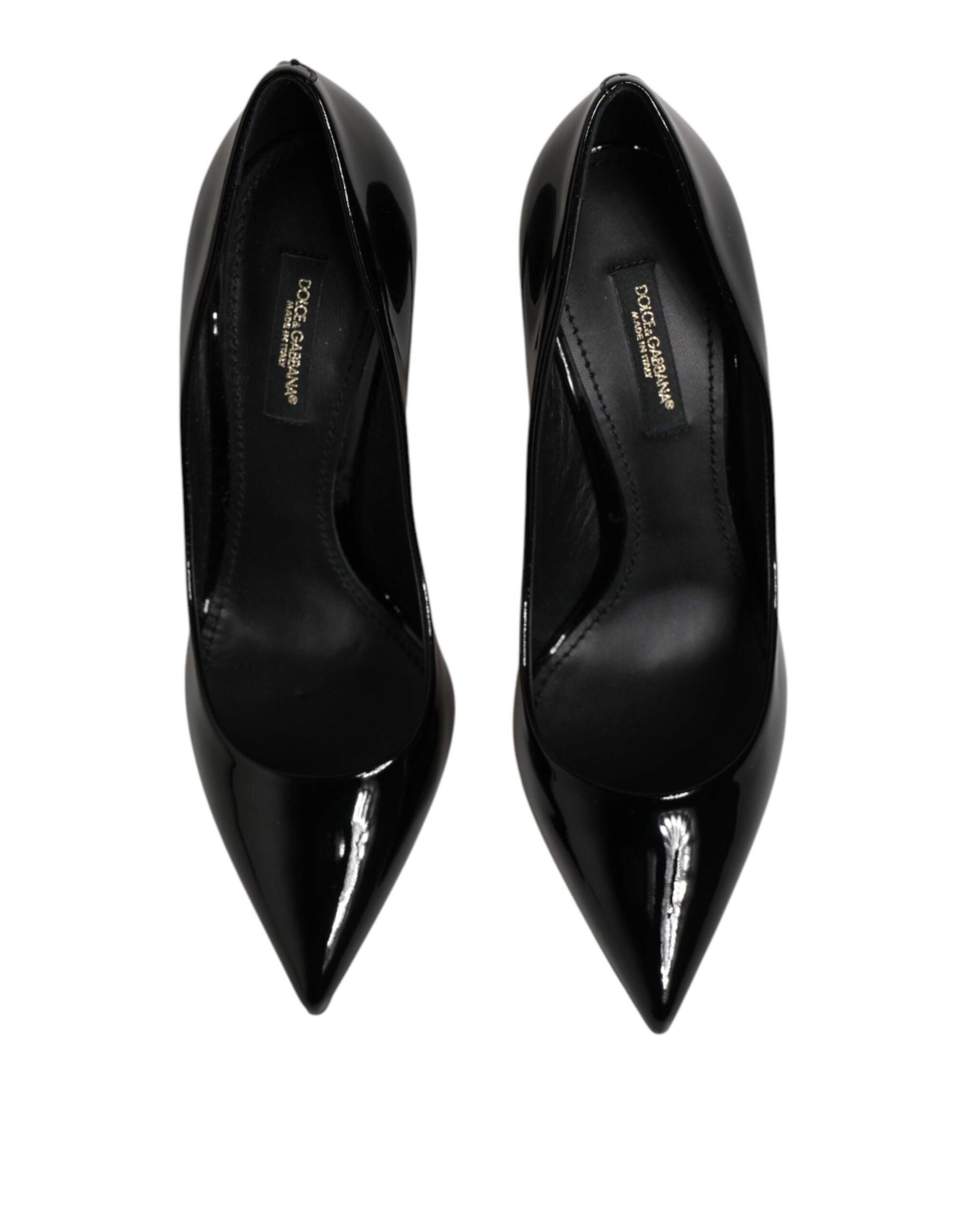 Black Leather Stiletto Heels Pumps Shoes