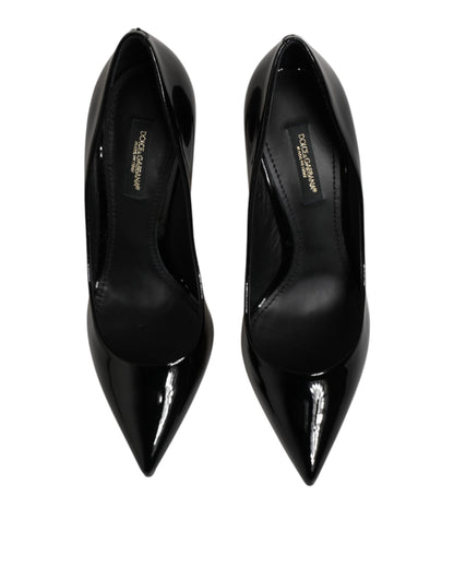 Black Leather Stiletto Heels Pumps Shoes