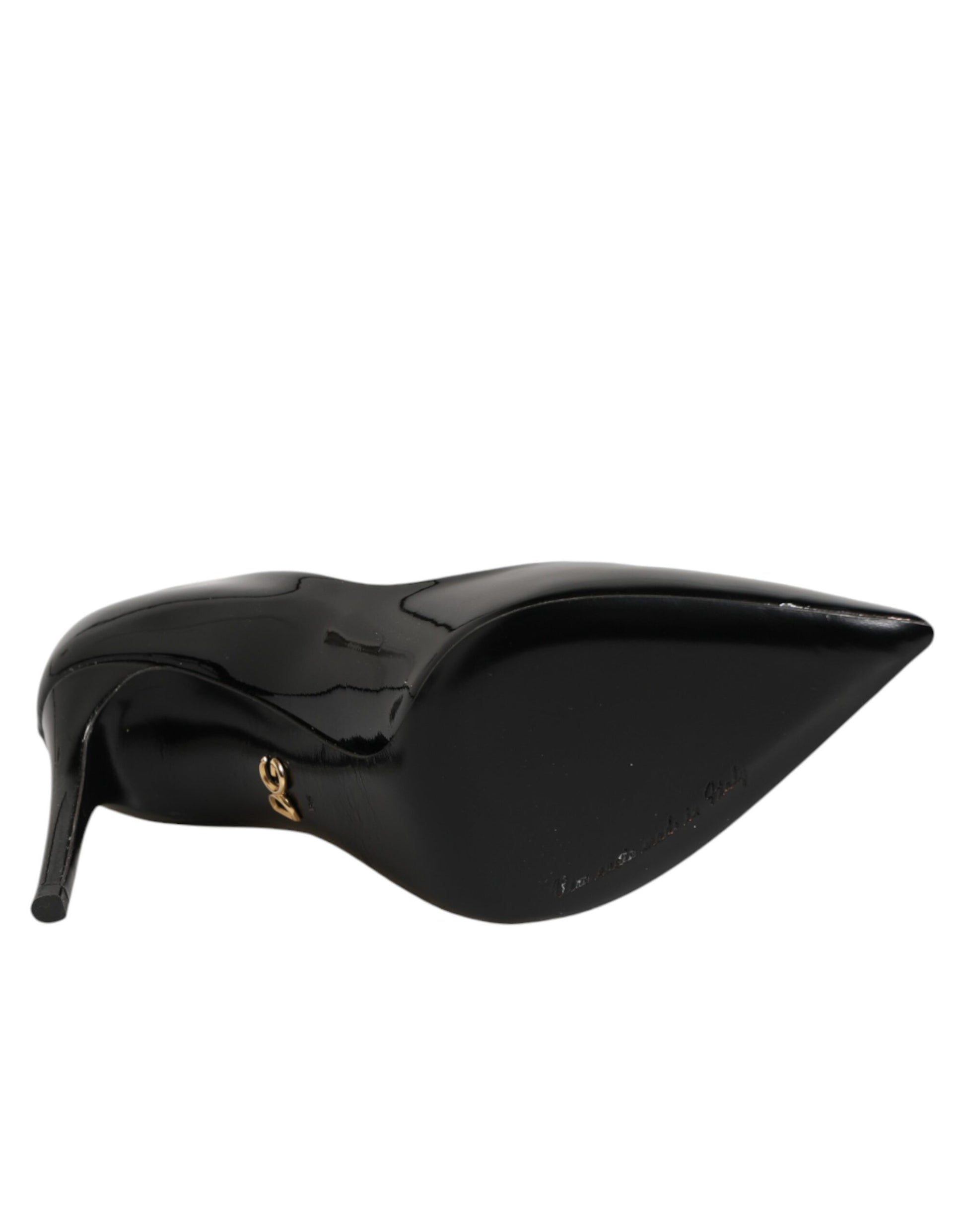 Black Leather Stiletto Heels Pumps Shoes
