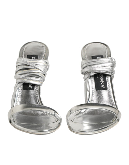 Silver Strappy High Heels Sandals Shoes