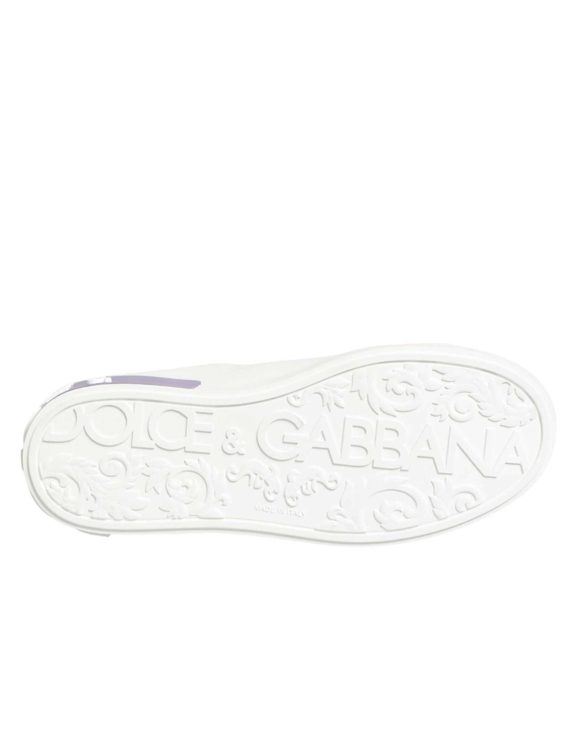 White Purple Leather Casual Sneakers Shoes