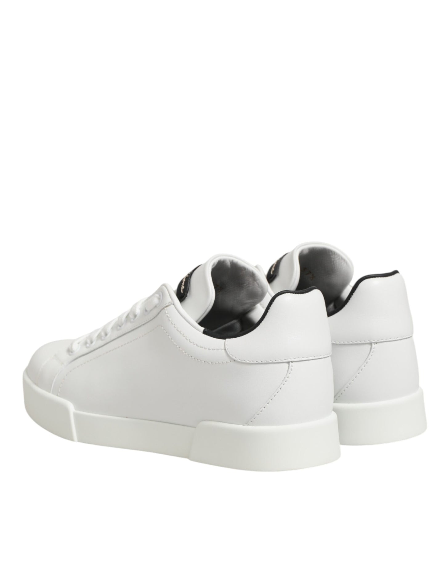 White Leather Lace Up Low Top Sneakers Shoes