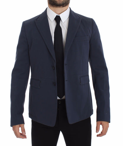 Elegante chaqueta blazer de algodón elástico azul