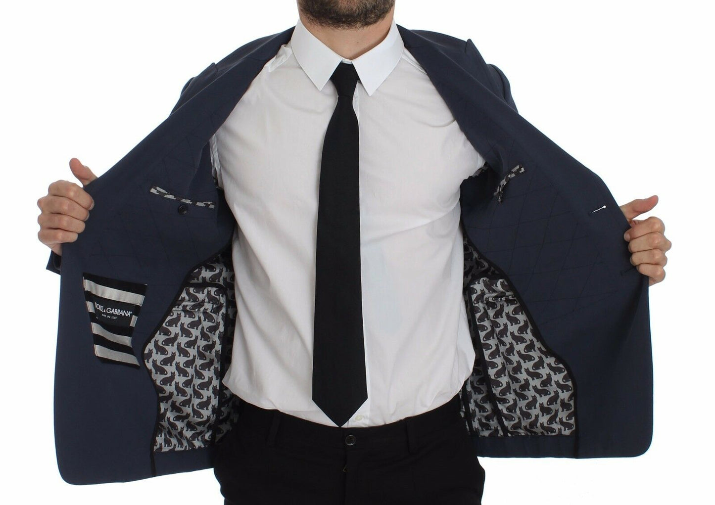 Elegante chaqueta blazer de algodón elástico azul