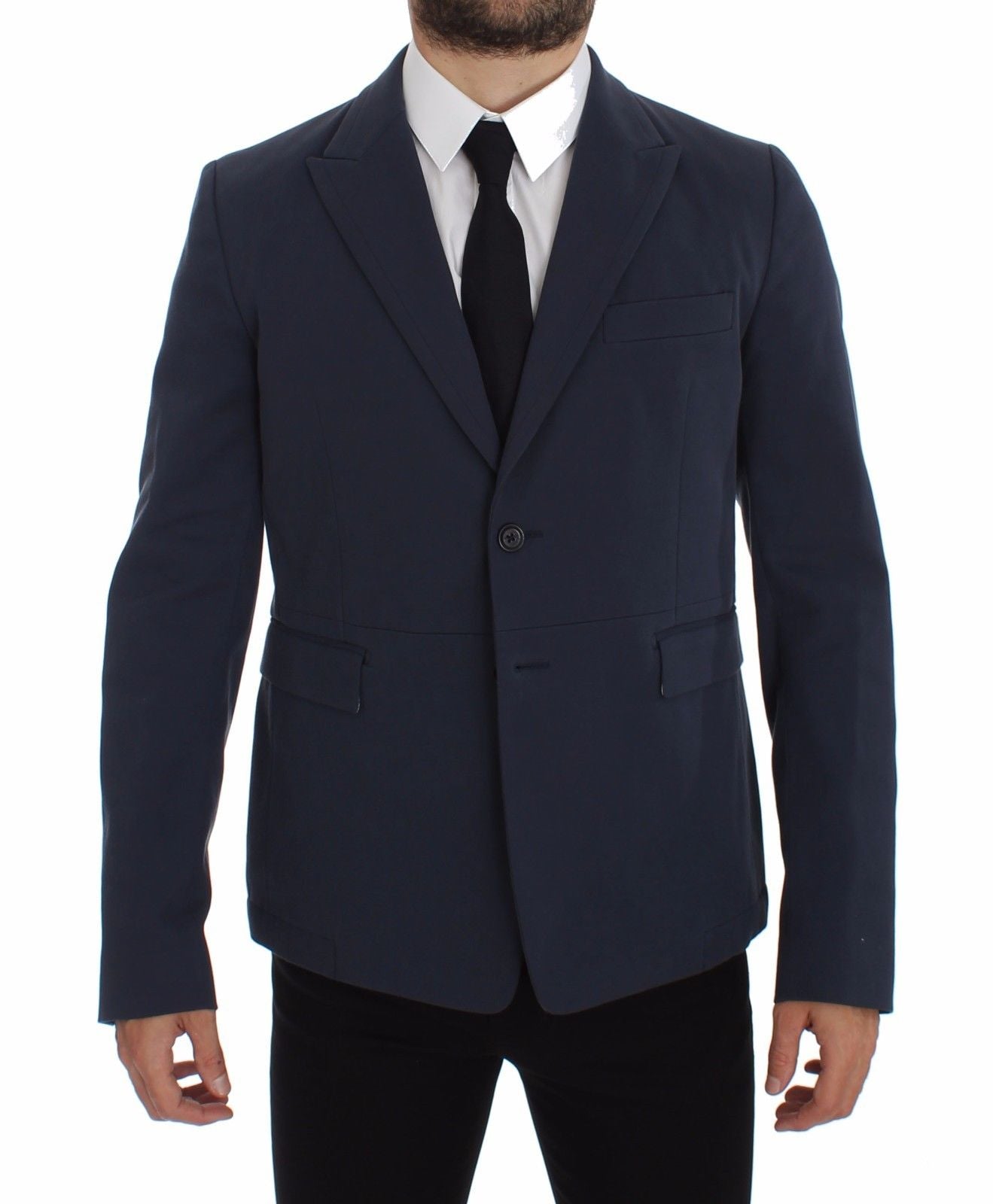 Elegante chaqueta blazer de algodón elástico azul