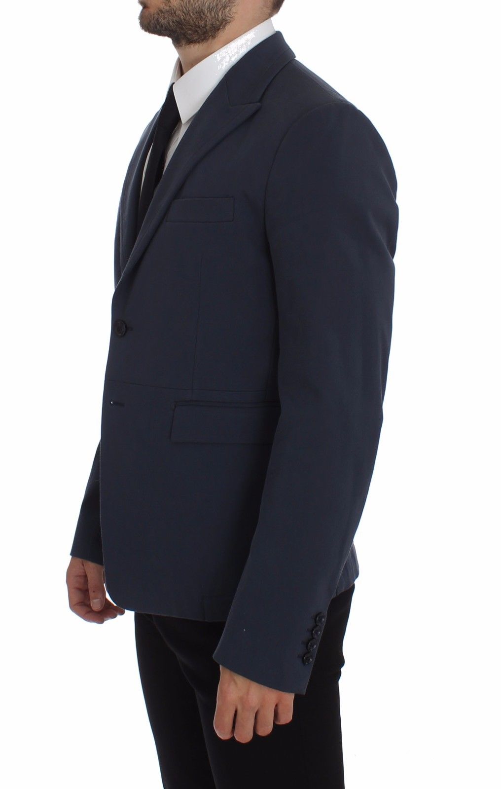 Elegante chaqueta blazer de algodón elástico azul